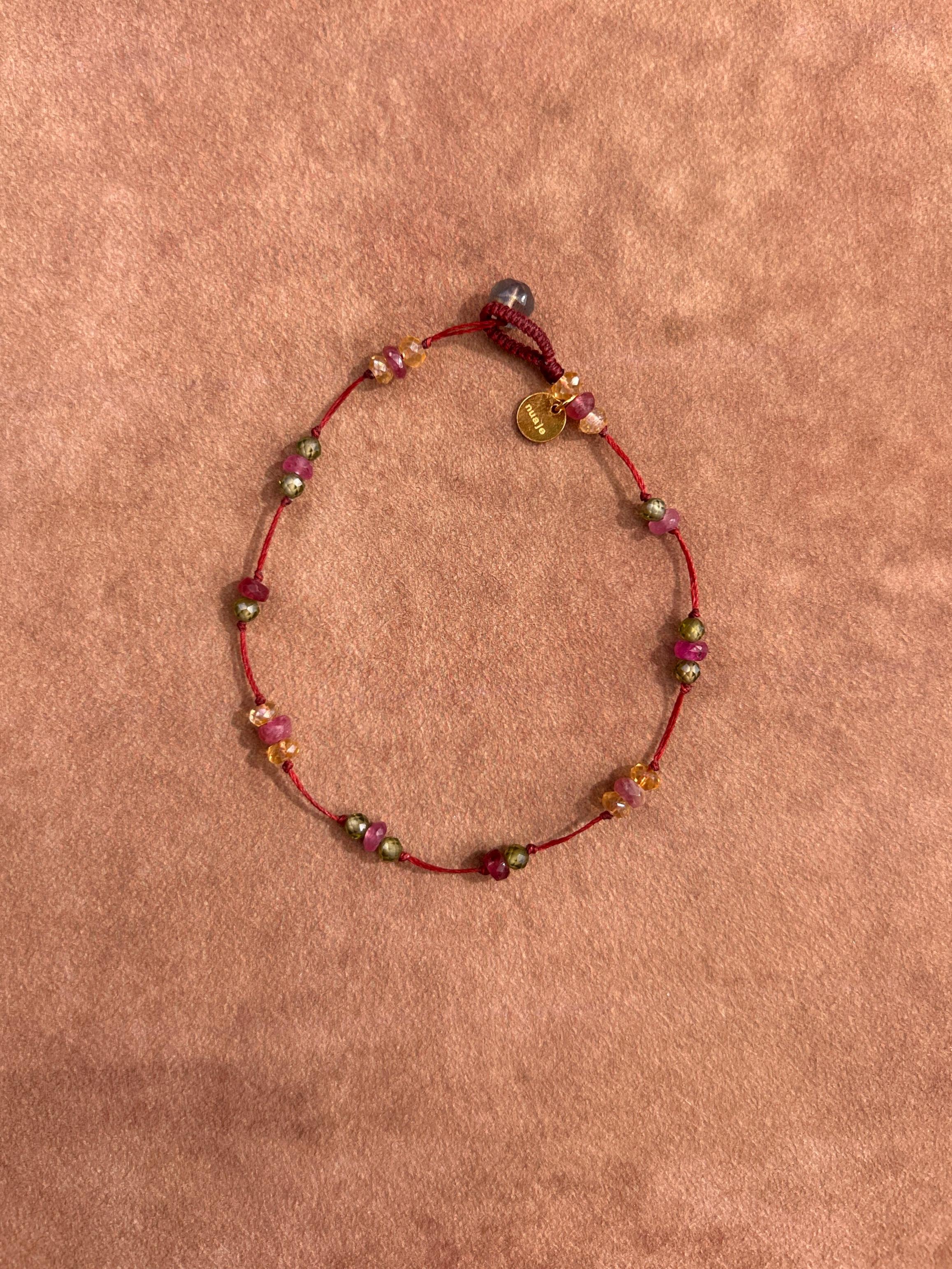 Bracelet tressé ou chaîne d'extension en tourmaline rose et citrine