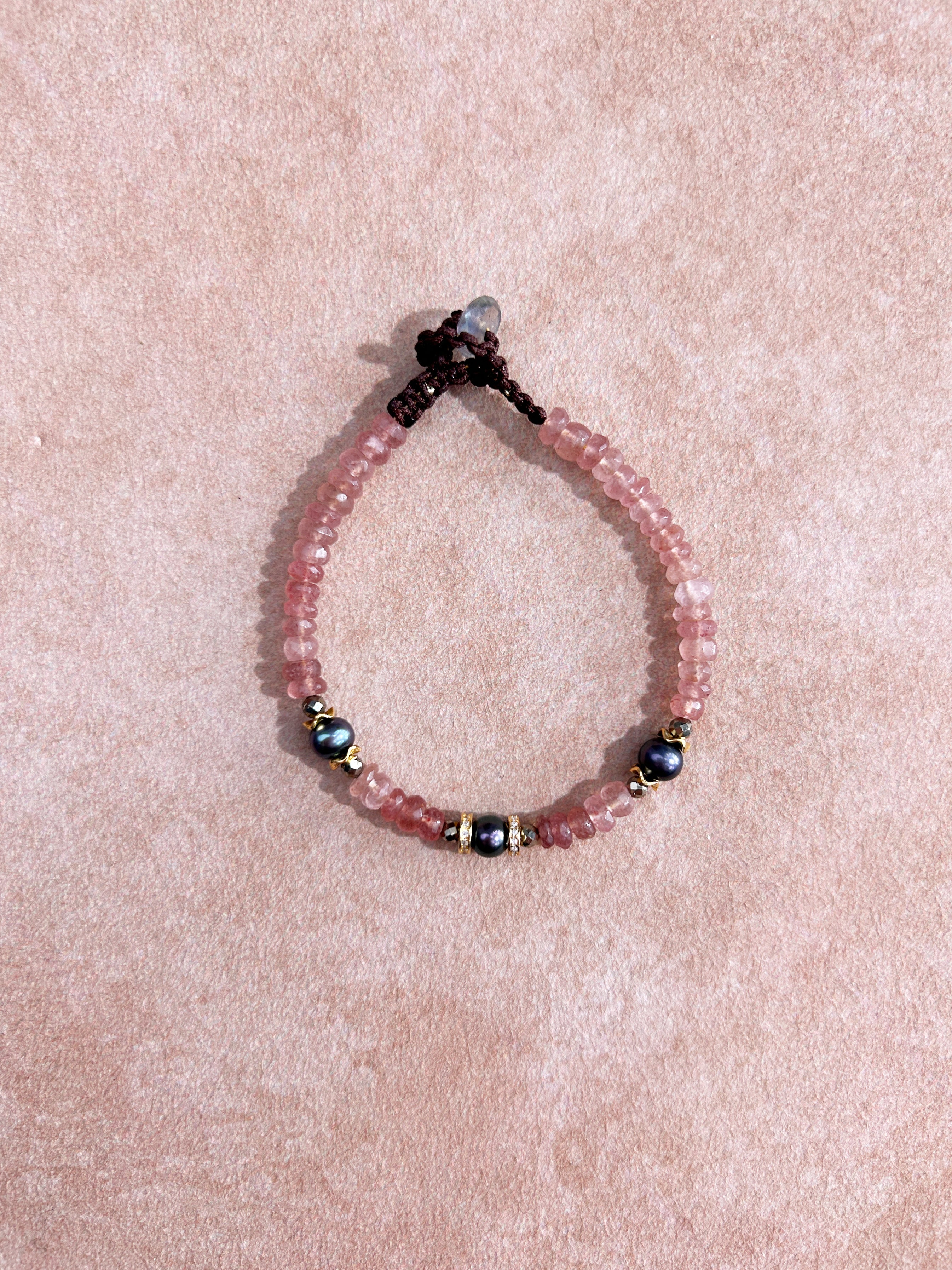 Bracelet de perles en cristal de fraise