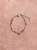 Bracelet tressé en pierre de chrysoprase et cristal rose