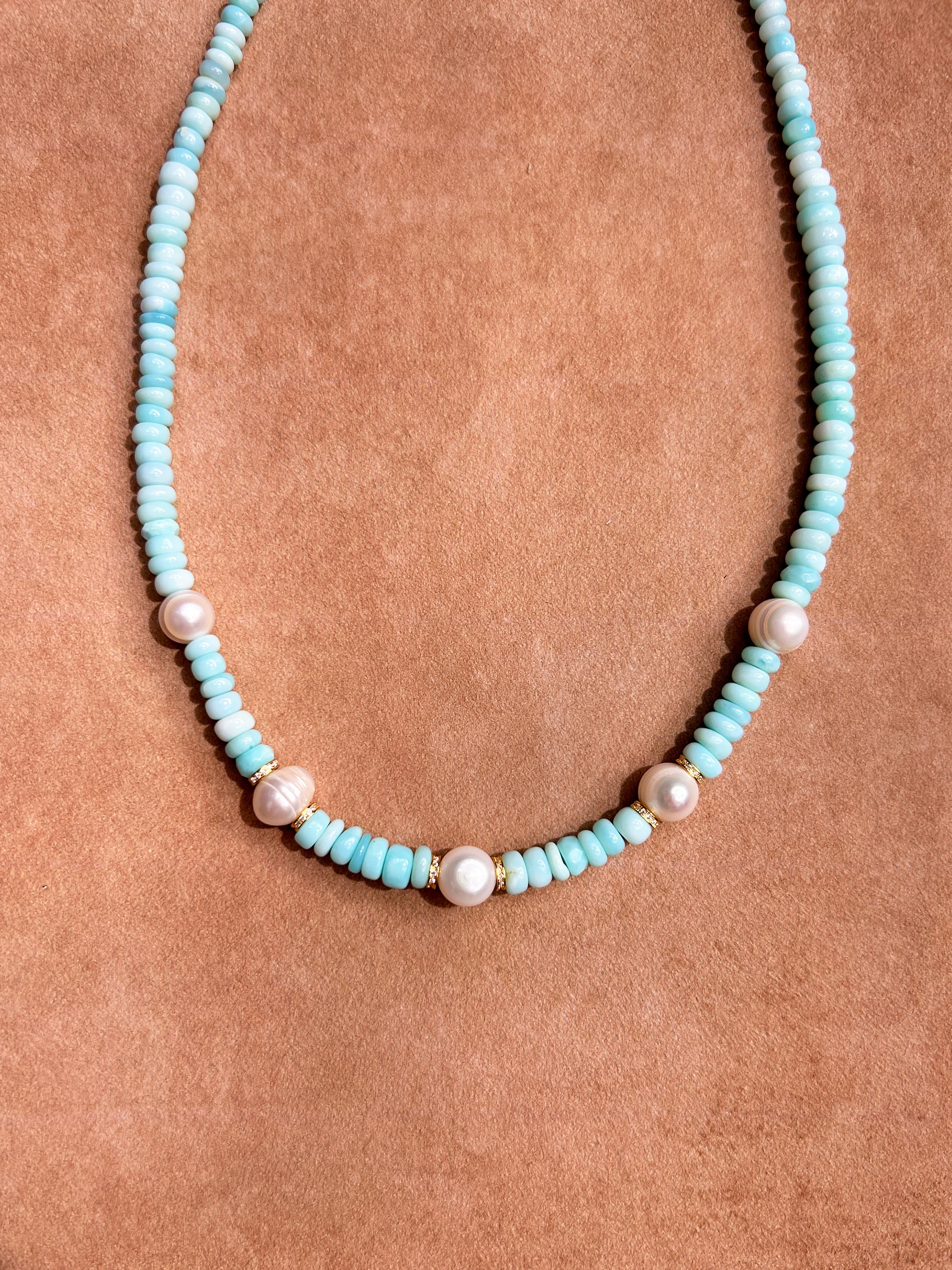 Collier en pierre d'amazonite et perles