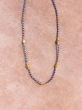 Collier en corde tressée bleu