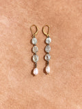 Boucles d'oreilles en aigue-marine, perle et pyrite