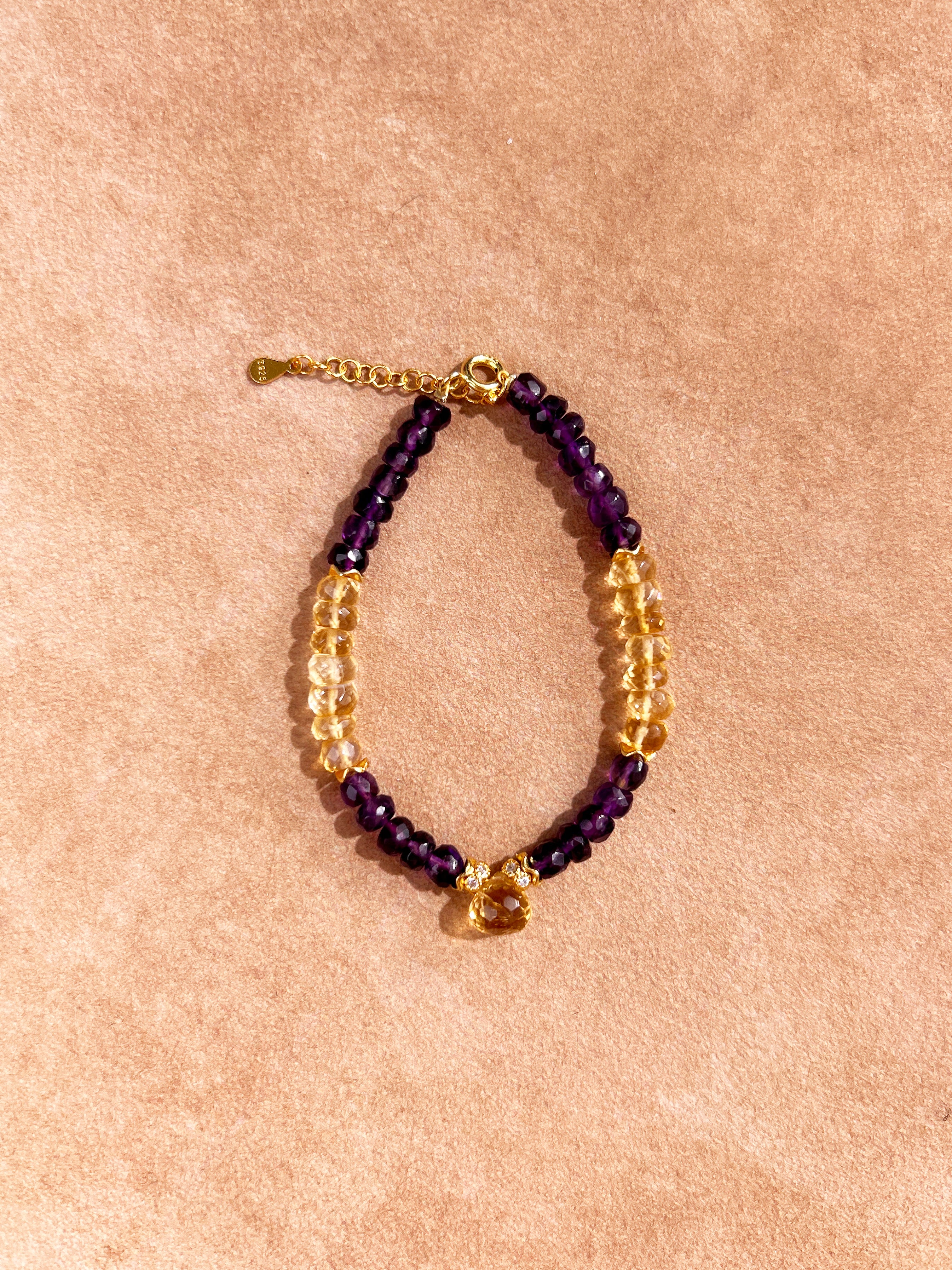 Bracelet en citrine et améthyste