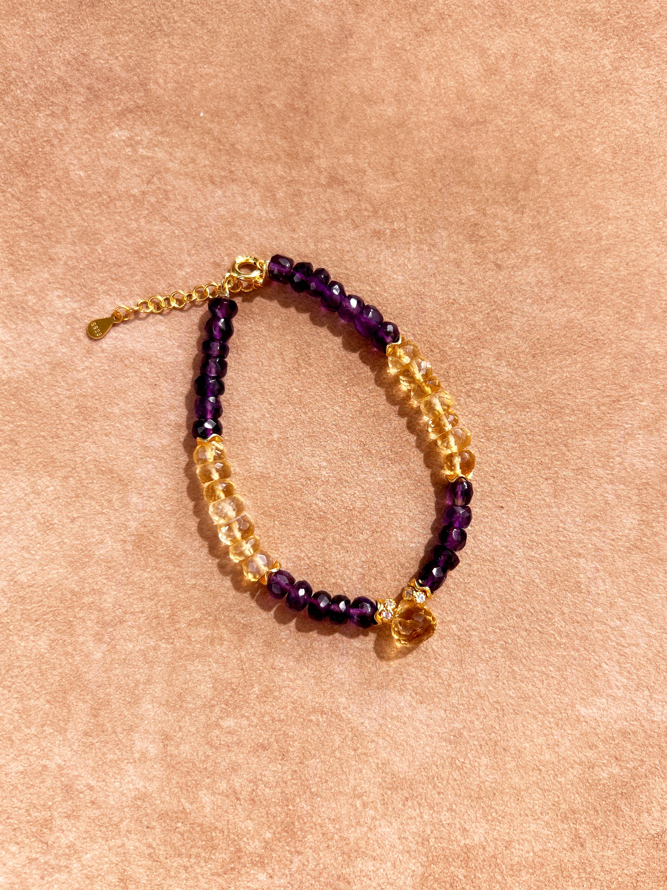 Bracelet en citrine et améthyste