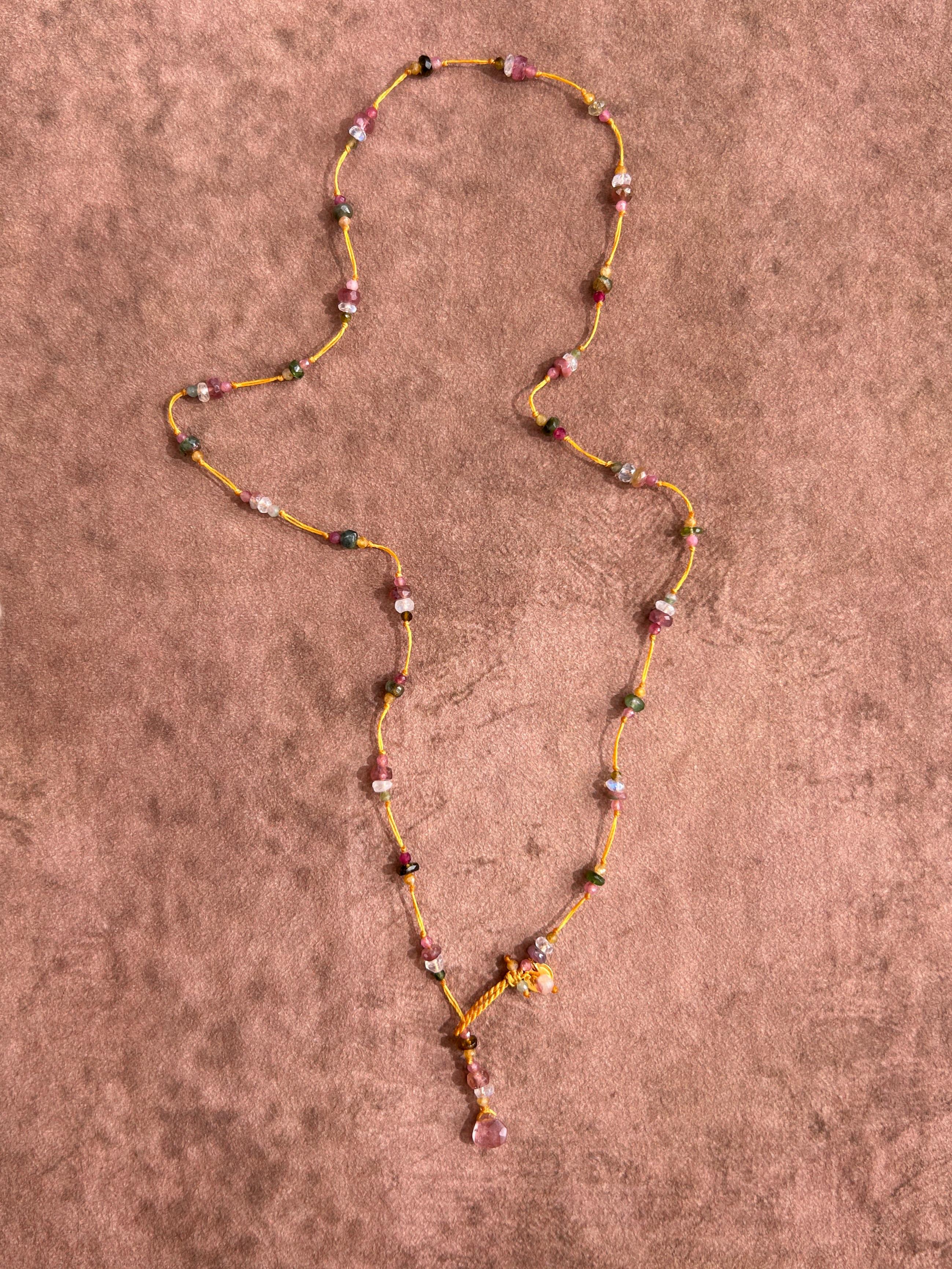 AURORA Collier et bracelet tissés en topaze et tourmaline