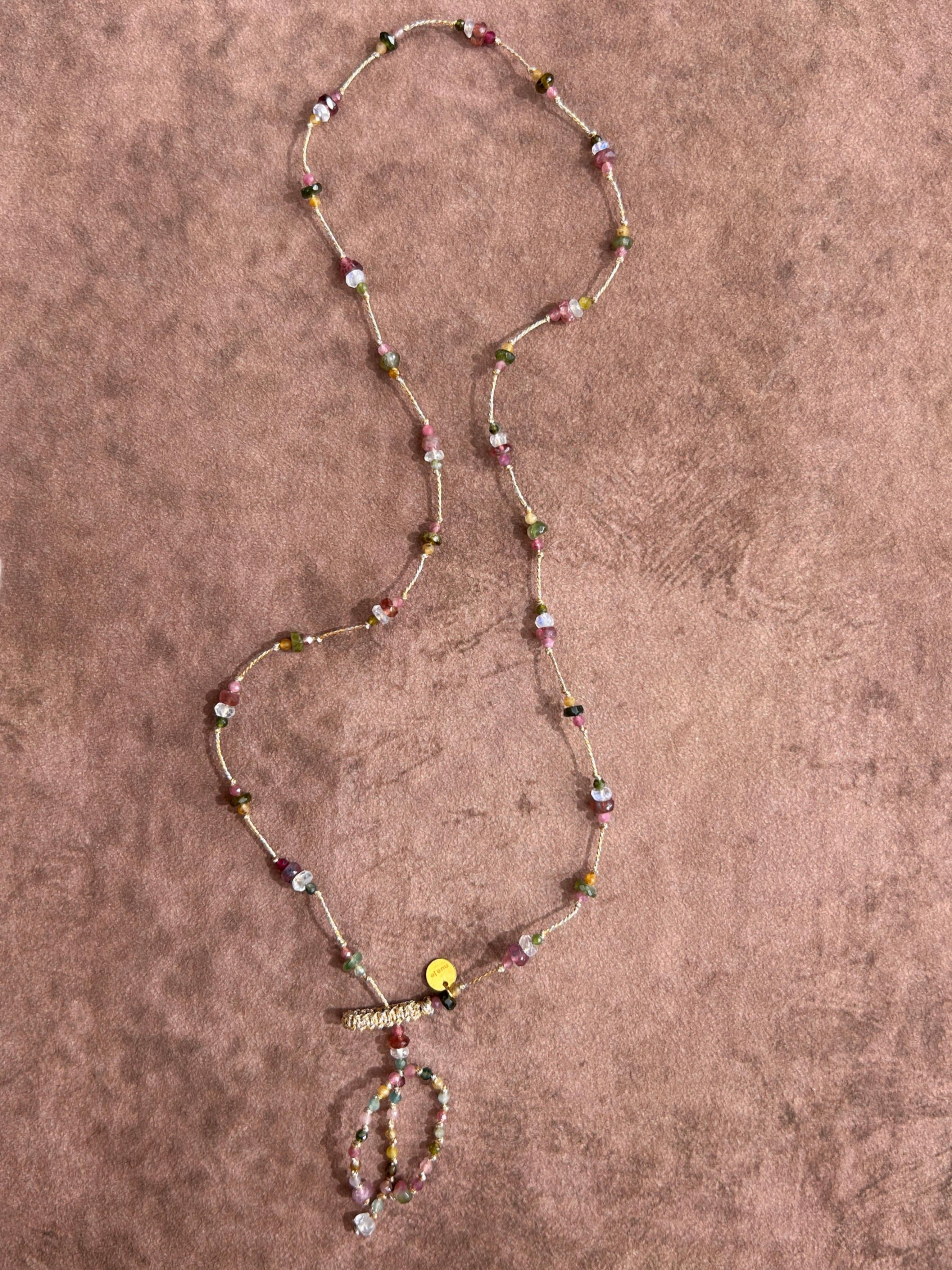 AURORA Collier et bracelet tissés en topaze et tourmaline