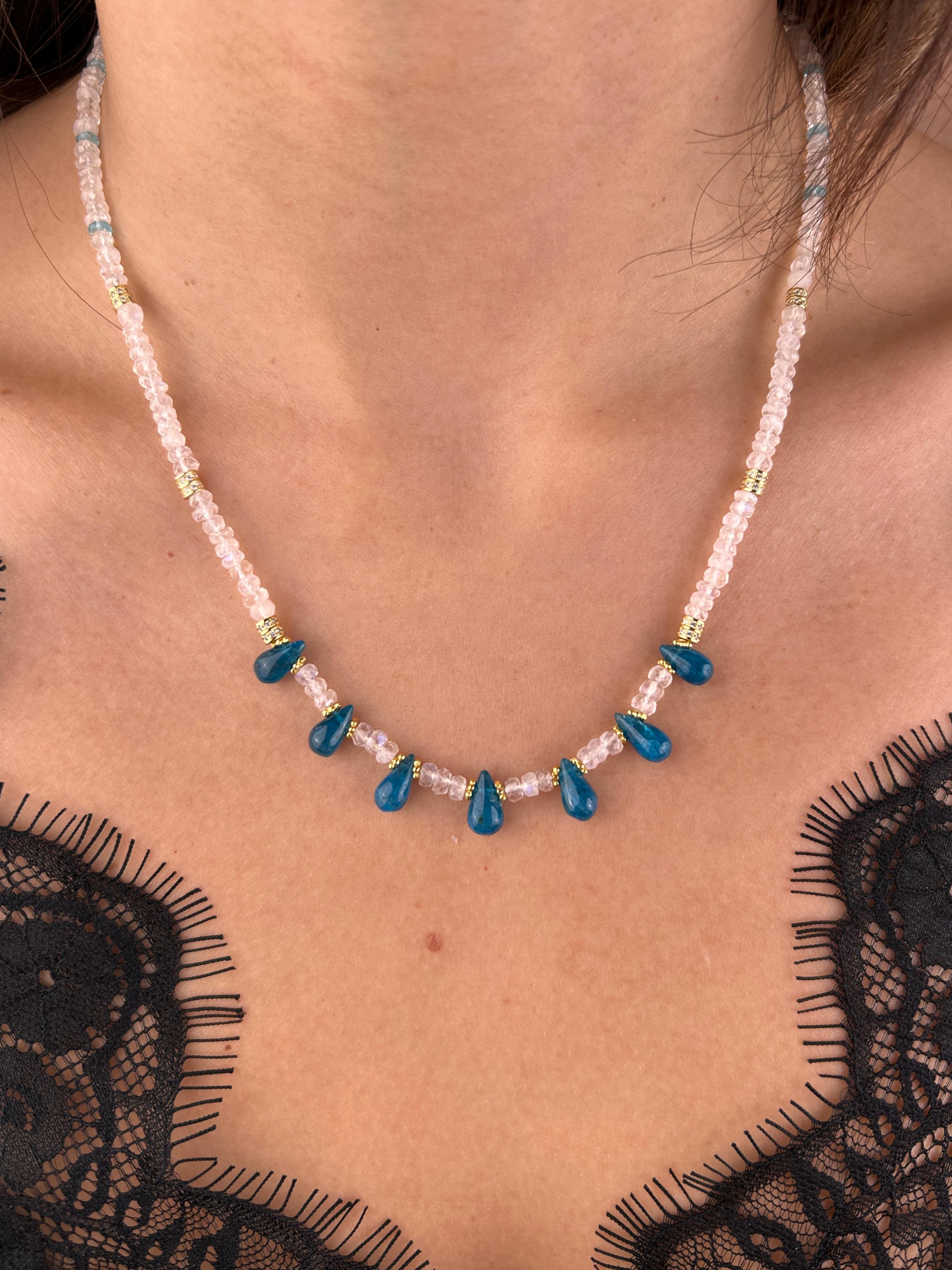 GOUTTE D'ANNECY Collier en pierre de lune avec gouttes d'apatite