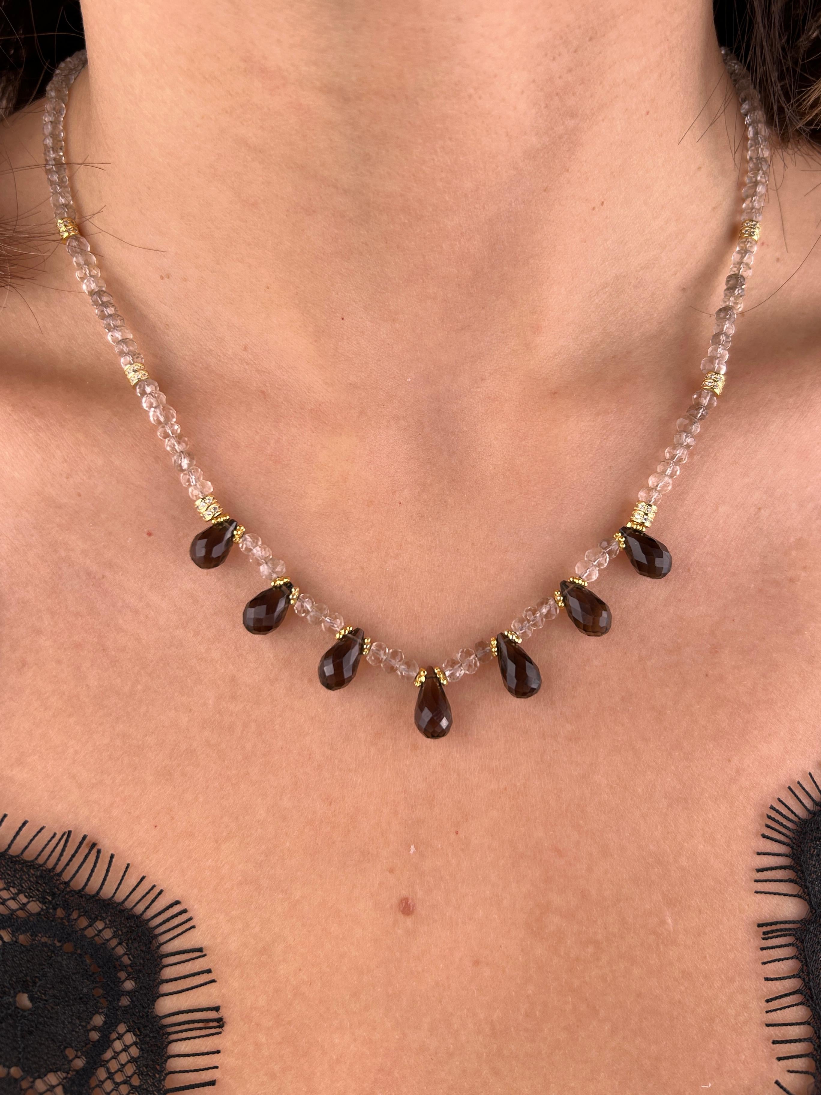 GOUTTE D'ANNECY Collier en cristal de fumée en forme de goutte d'eau