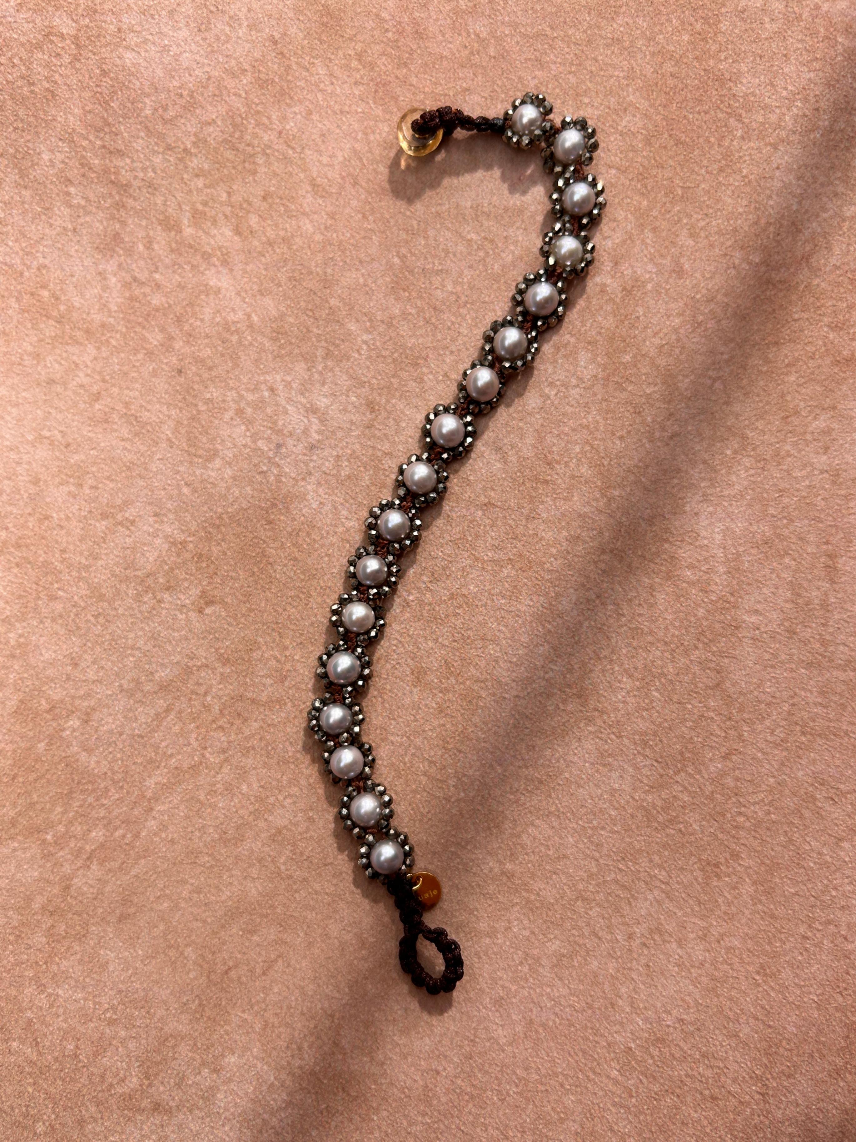 Bracelet en pyrite jaune perle