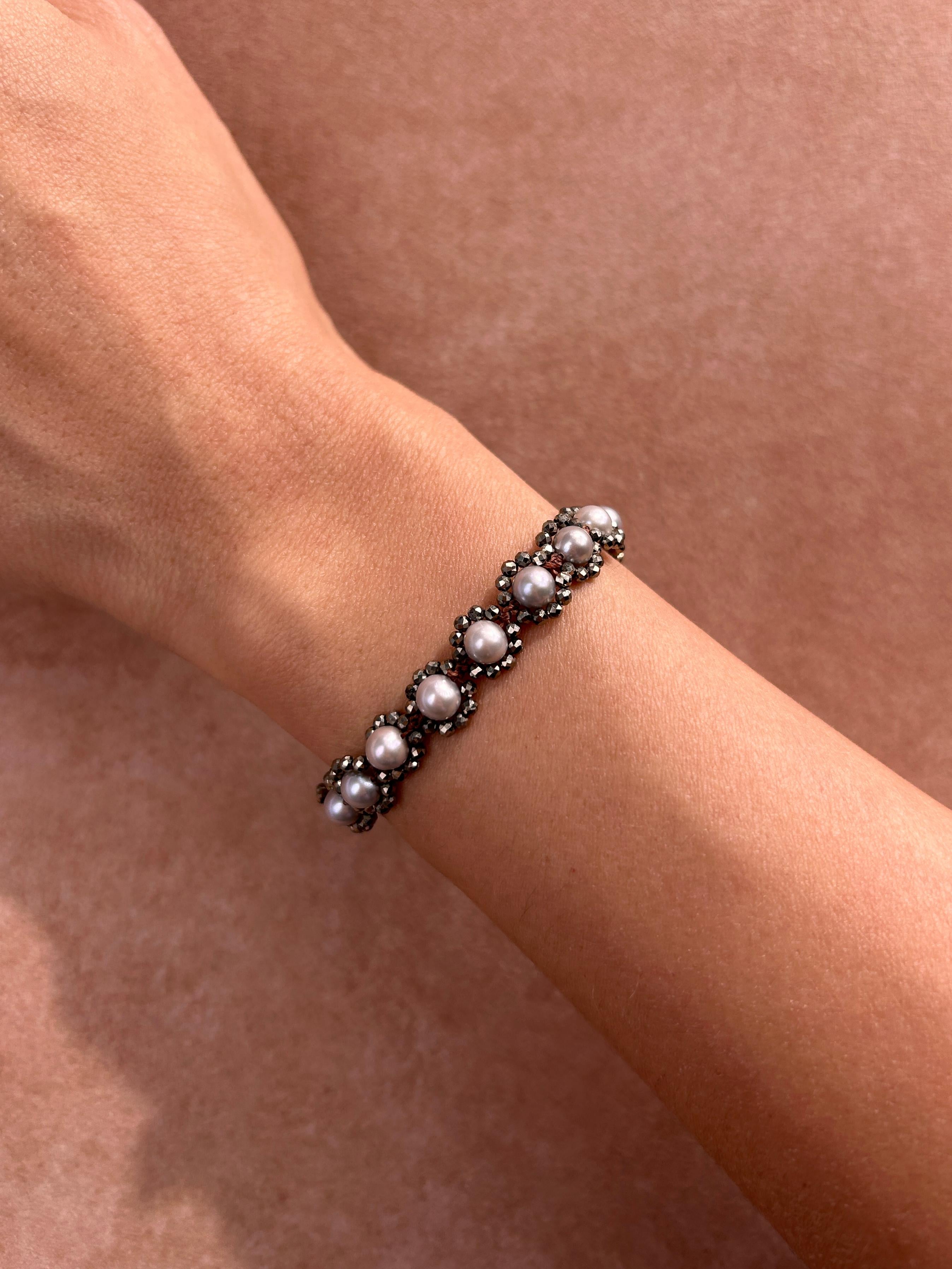 Bracelet en pyrite jaune perle