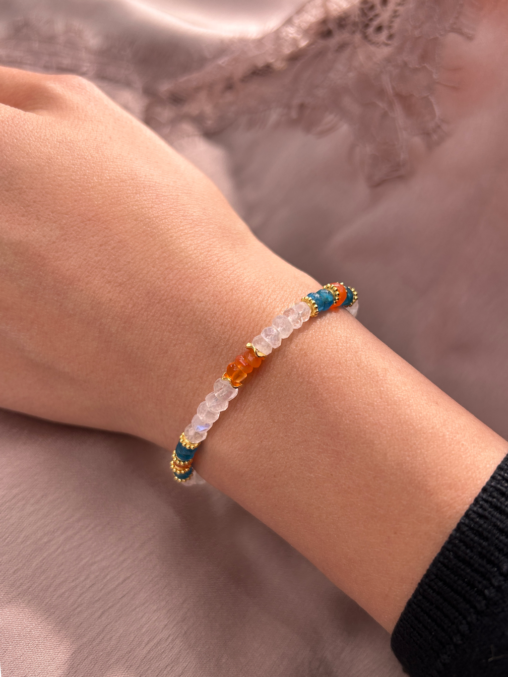 Bracelet en apatite et pierre de lune